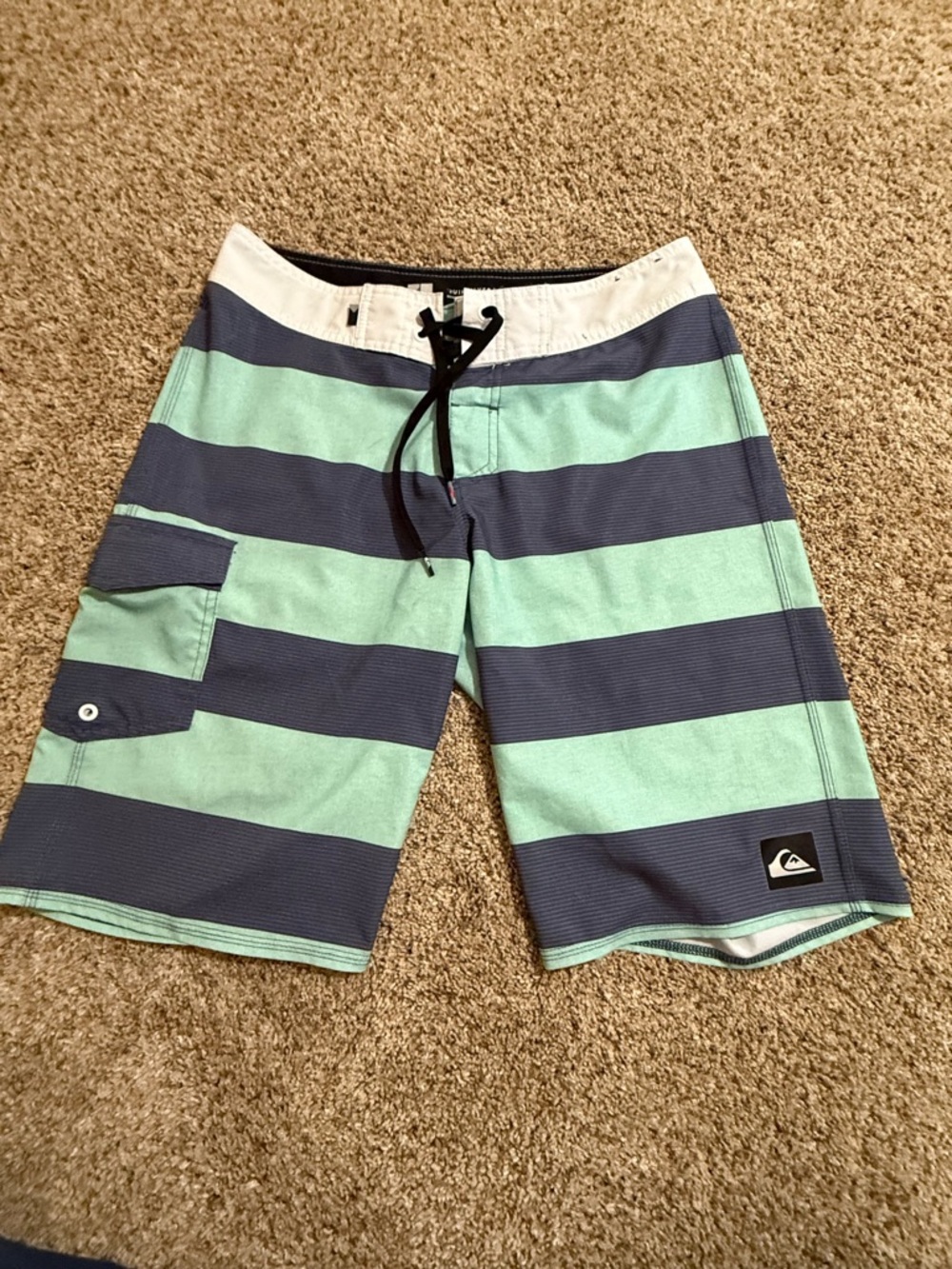 Quiksilver Mint & Navy Stripe Men's Boardshorts
